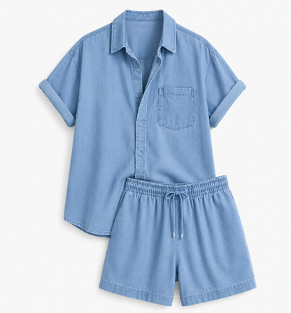 Casual Sports Suit Summer New Fashion Shirt Trendy Simple Handsome Men's Short-Sleeved Solid Color Thin Shorts
