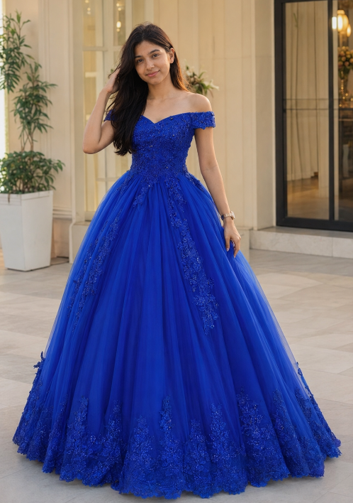 Blue Evening Dress 2025 New Adult One-Shoulder Prom Tutu Skirt Catwalk Art Exam Host Colorful Gauze Dress for Women