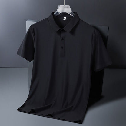 Anti-Wrinkle Ice Silk Men's Short-Sleeved T-Shirt Summer Thin 2026 New Style t Daddy Lapel Quick-Drying Top Polo Shirt for Men