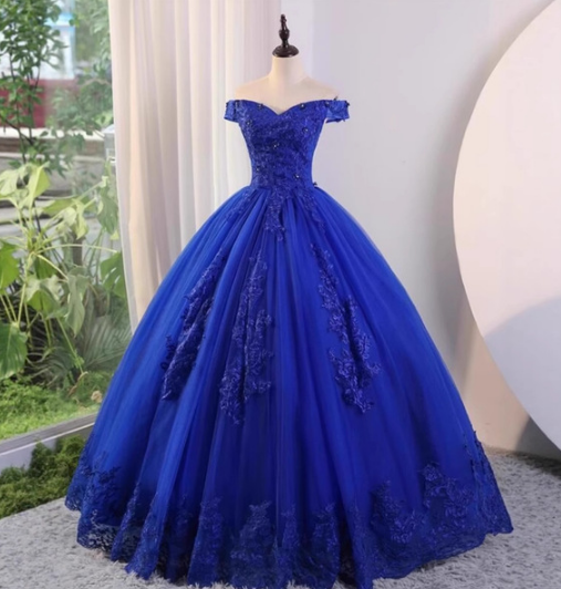 Blue Evening Dress 2025 New Adult One-Shoulder Prom Tutu Skirt Catwalk Art Exam Host Colorful Gauze Dress for Women
